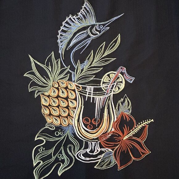 Weekender Button up shirt Sz L Embroidered Tropical Marlin Resort Wear Beach - Picture 7 of 10